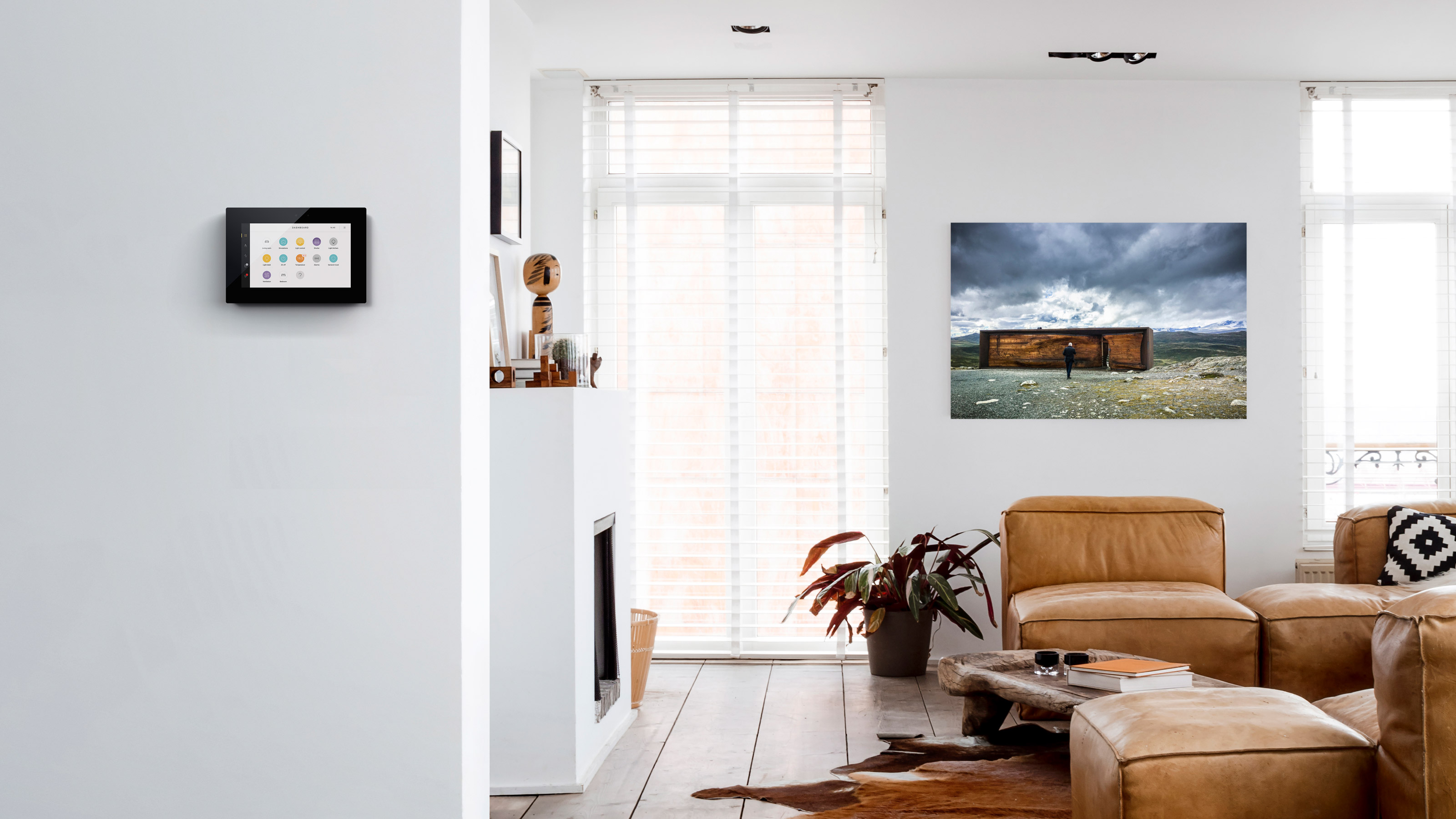 Niko Home Control touchscreen in livingroom