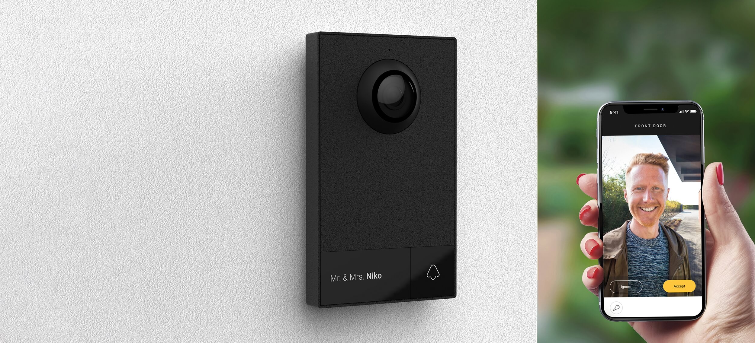 High-definition videodeurbel verbonden met uw smartphone