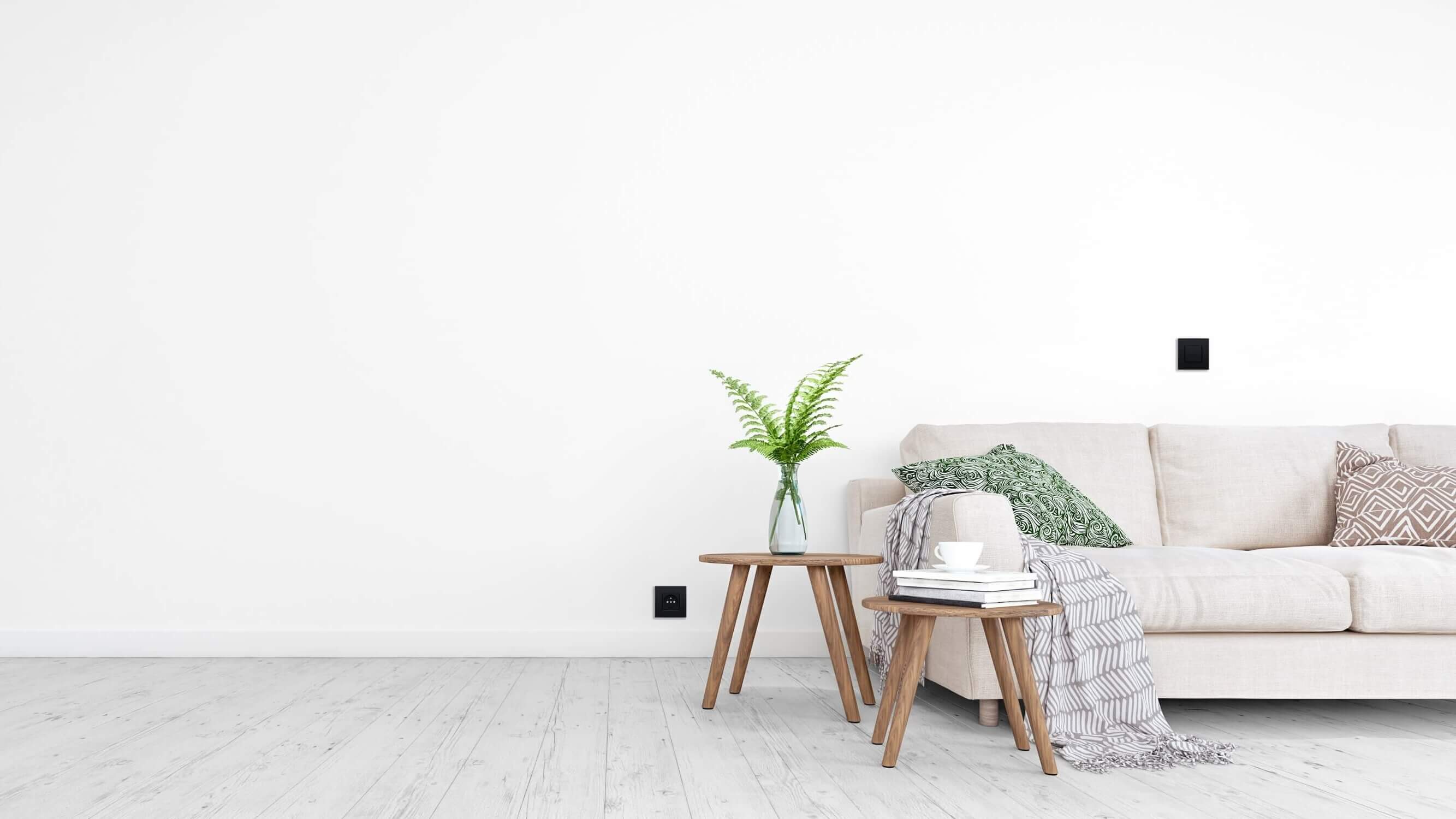 Schwarze Schalter und schwarze Steckdosen