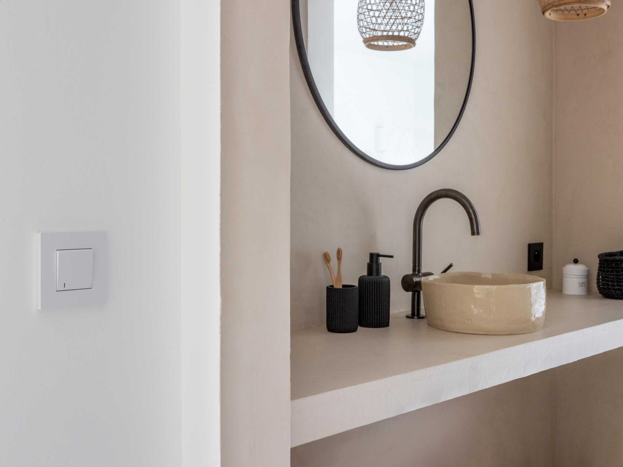 White Niko switch in bathroom