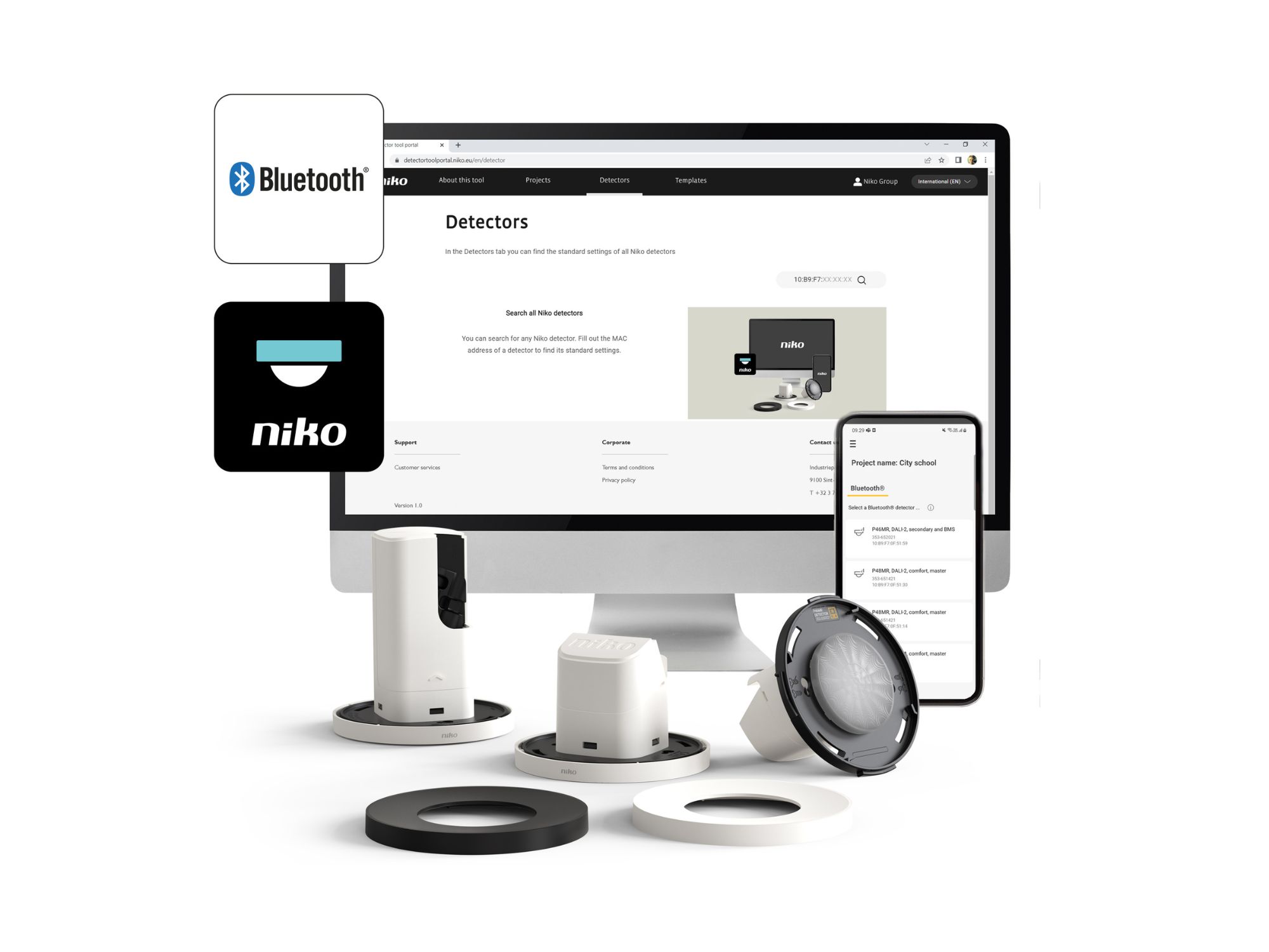 Niko P40 M40 detectoren met bluetoothverbinding