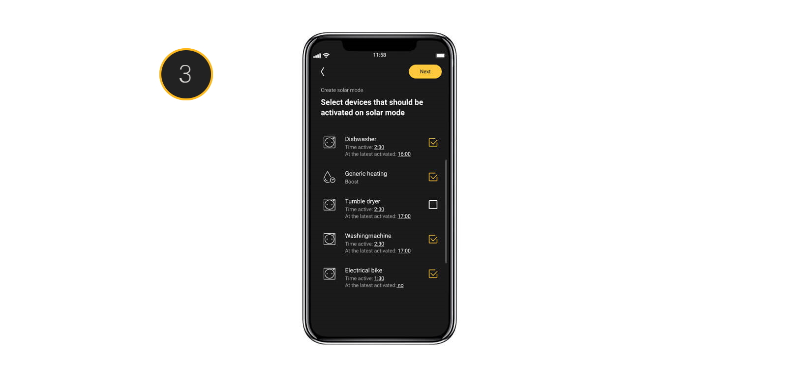 Solar mode screen 3