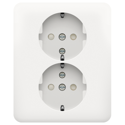 Kosciuszko Dankbaar Vermenigvuldiging Dubbel stopcontact met randaarde en beschermingsafsluiters, verticaal