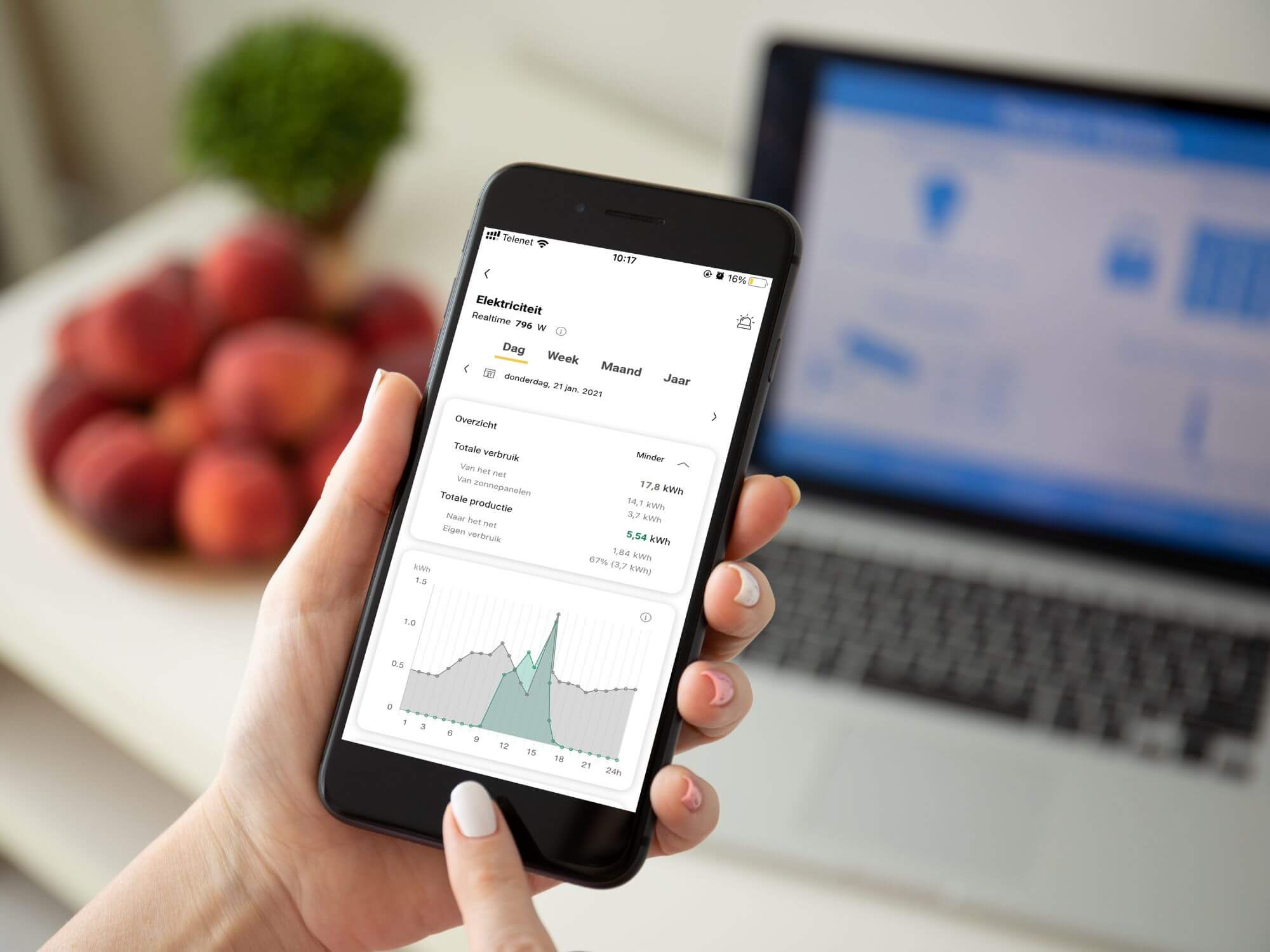 Checking energy consumption on Niko Home app