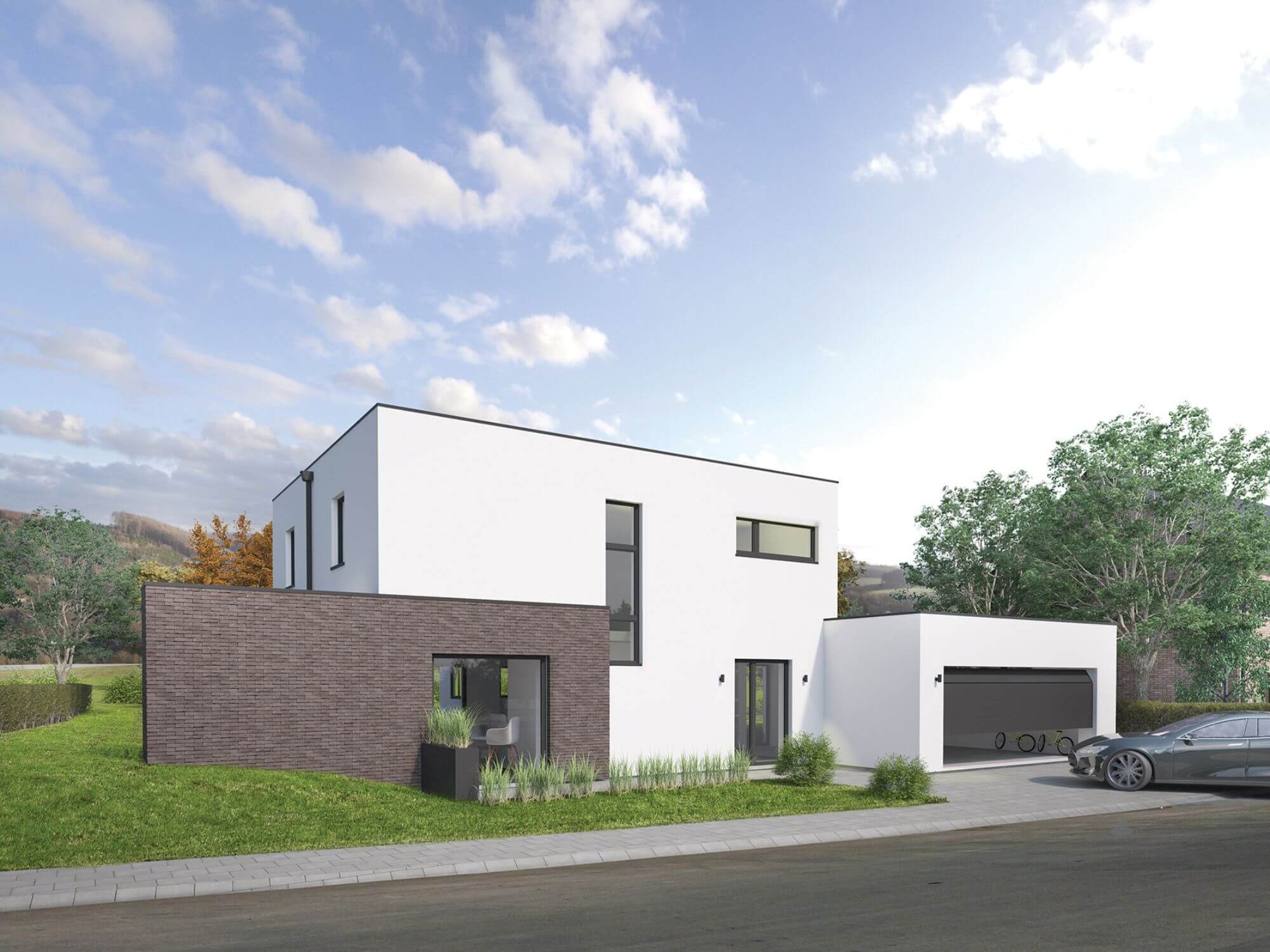 white modern house in nature