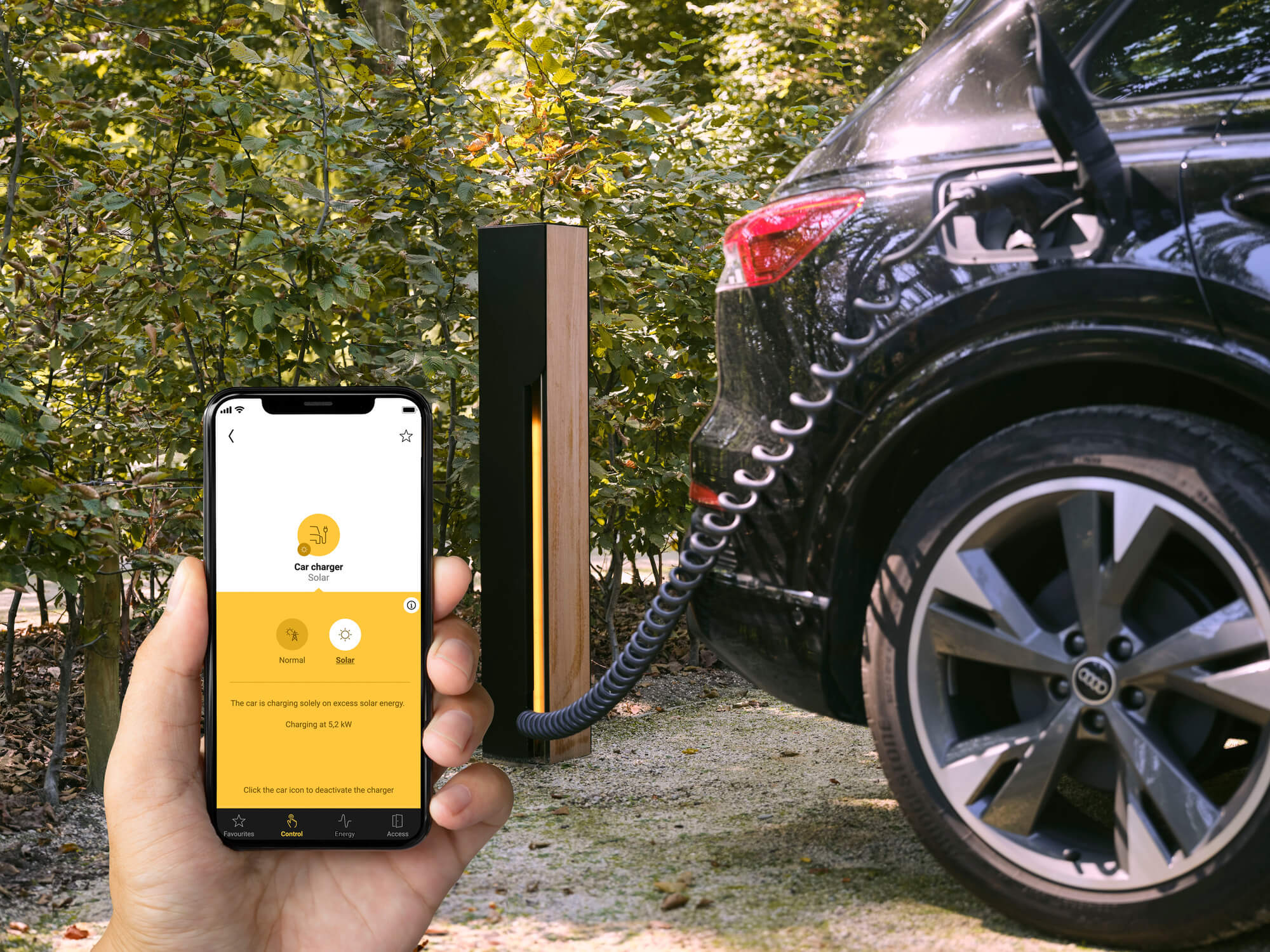 ev charger black car