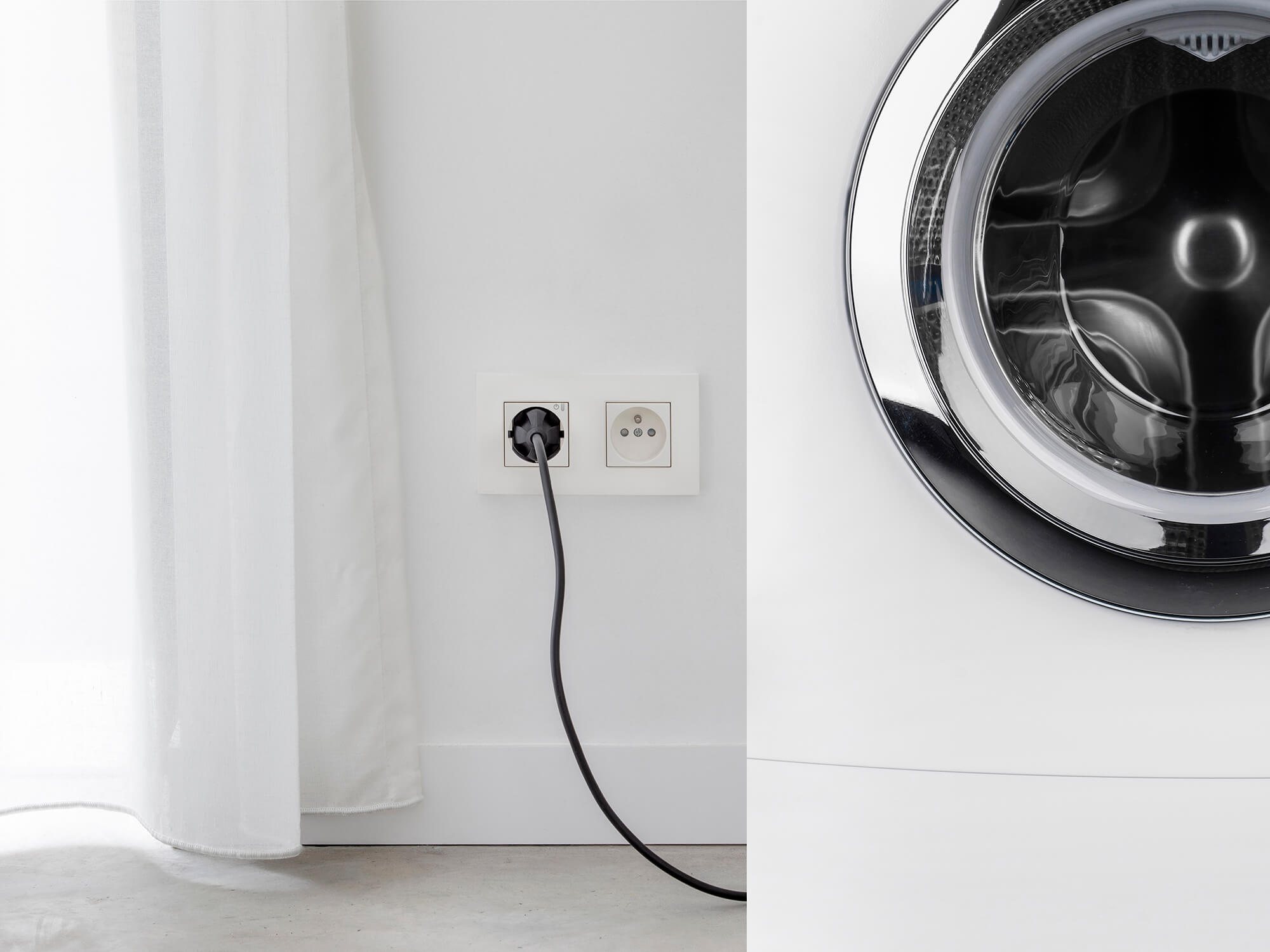 Machine à laver intelligente branché sur une prise connectée Niko