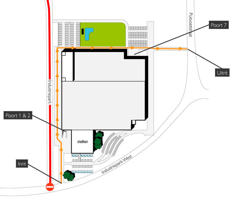 map of Niko headquarters with traffic diversion